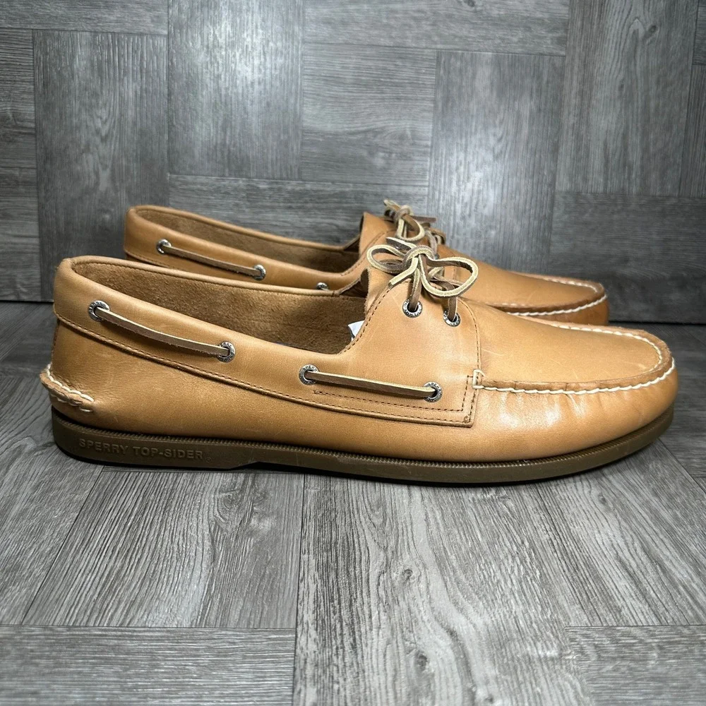 Sperry Boat Shoes Men 16 Wide Tan Leather Classic Nautical Wide NEW